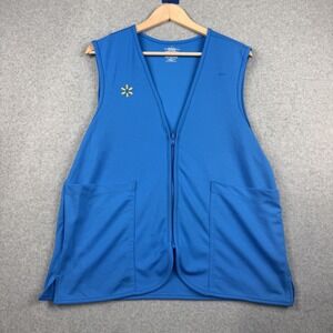 Walmart Vest Womens Large Blue Mesh Zip Front Pockets Employee Uniform Workwear